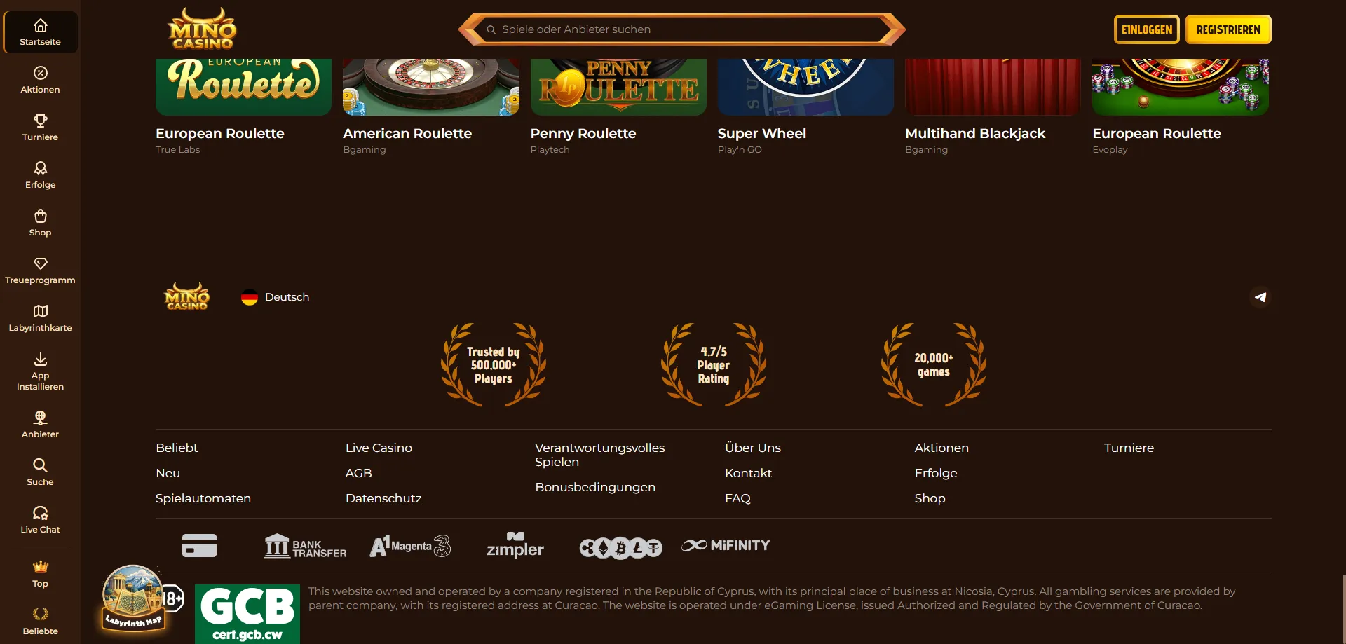 Metodi di pagamento Mino Casino &mdash; depositi e prelievi sicuri